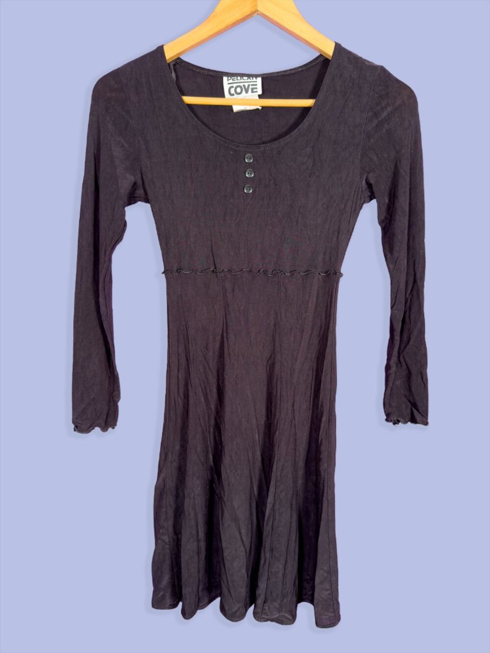 Pelican Cove Black Whimsigoth Dress Long Sleeve Fit & Flare Y2K Size M